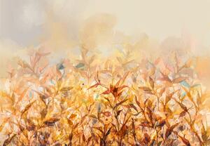 Fototapeta - Liście w jesiennych barwach, obraz olejny (196x136 cm)