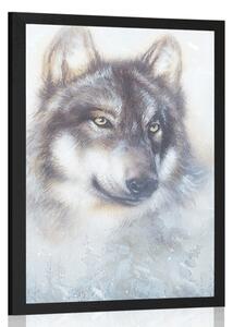 Plakat wilk w śnieżnym krajobrazie