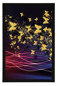 Plakat piękny jeleń z motylami