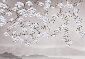 Fototapeta - Kwiaty w szarym pejzażu (196x136 cm)