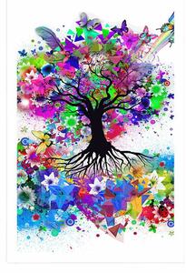 Plakat kwiatowe drzewo pełne kolorów