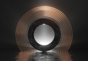 Fototapeta - Abstrakcja, księżyc nad wodą (196x136 cm)