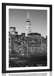 Plakat z passe-partout centrum Nowego Jorku w czerni i bieli