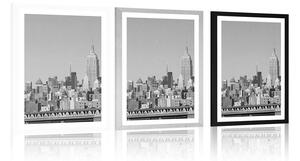 Plakat z passe-partout magiczny Nowy Jork w czerni i bieli