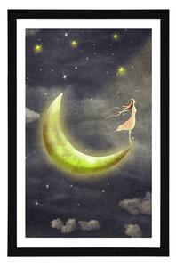 Plakat z passe-partout dziewczyna na księżycu