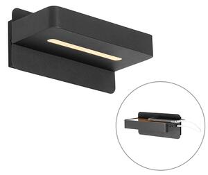 Nowoczesna lampa ścienna czarna w tym LED z USB - Ted Oswietlenie wewnetrzne