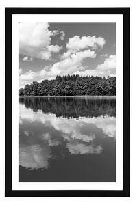 Plakat z passe-partout przyroda latem w czerni i bieli