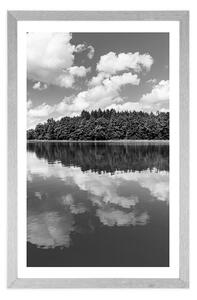 Plakat z passe-partout przyroda latem w czerni i bieli