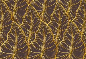 Fototapeta - Złote liście, ciemna (196x136 cm)