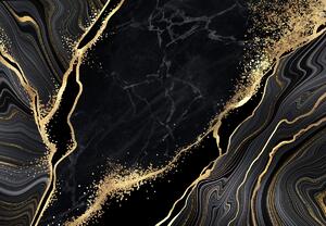 Fototapeta - Marmur czarno - złoty (196x136 cm)