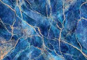 Fototapeta - Niebieski marmur ze złotem (196x136 cm)