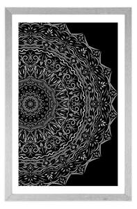 Plakat z passe-partout Mandala w vintage stylu w czarno-białym kolorze