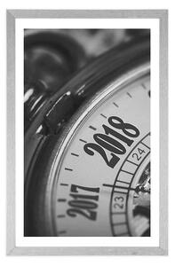 Plakat z passe-partout zegarek kieszonkowy w stylu vintage w czerni i bieli