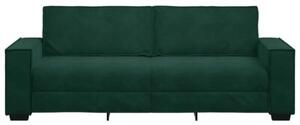 Sofa 3-osobowa, ciemnozielony, 220x78x84 cm, obita aksamitem