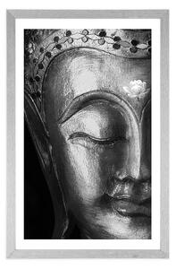 Plakat z passe-partout boski Budda w czerni i bieli