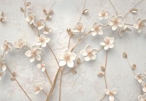 Fototapeta - Kwiaty ze złotymi szypułkami (196x136 cm)