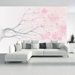Fototapeta - Drzewo w różowe kwiaty (196x136 cm)