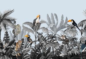 Fototapeta - Zwierzęta w tropikalnym lesie (196x136 cm)