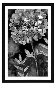 Plakat z passe-partout cudowne kwiaty w czerni i bieli