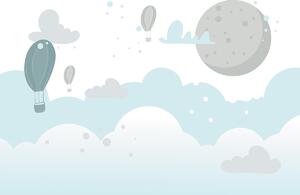 Fototapeta - Balony w chmurach, ilustracja (196x136 cm)