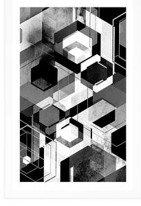Plakat z passe-partout abstrakcyjna geometria w czerni i bieli