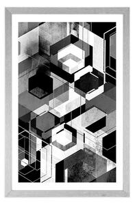 Plakat z passe-partout abstrakcyjna geometria w czerni i bieli