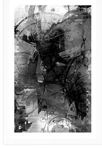 Plakat z passe-partout nowoczesne malarstwo medialne w czerni i bieli