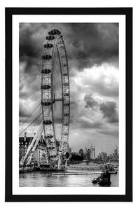Plakat z passe-partout wyjątkowy Londyn i Tamiza w czerni i bieli