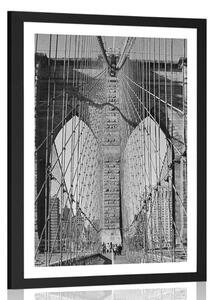 Plakat z passe-partout Manhattan w Nowym Jorku w czerni i bieli