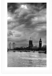 Plakat z passe-partout wyjątkowy Londyn w czerni i bieli
