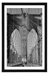 Plakat z passe-partout Manhattan w Nowym Jorku w czerni i bieli