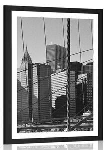 Plakat z passe-partout Manhattan w czerni i bieli