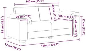 Sofa dwuosobowa jasnoszara 140 cm aksamit