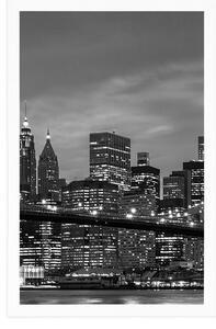 Plakat czarno-biały most na Brooklynie