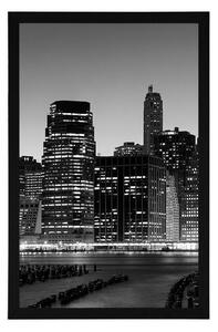 Plakat nocny New York w czerni i bieli