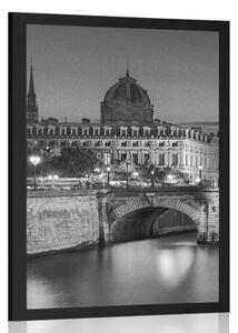 Plakat olśniewająca panorama Paryża w czerni i bieli