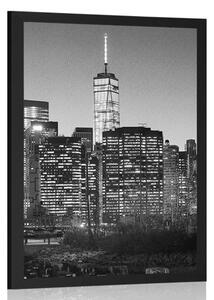 Plakat centrum New Yorku w czerni i bieli