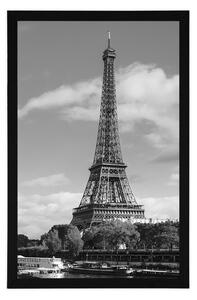 Plakat cudowna panorama Paryża w czerni i bieli