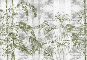 Fototapeta - Rośliny w betonowej ścianie (196x136 cm)