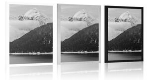 Plakat zimowy krajobraz w czerni i bieli
