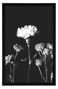 Plakat eleganckie czarno-białe kwiaty