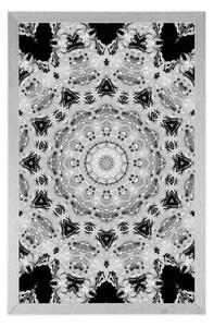 Plakat ciekawa Mandala w czerni i bieli