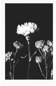 Plakat eleganckie czarno-białe kwiaty