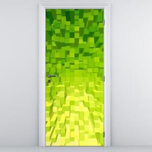 Fototapeta na drzwi - Żółto-zielone kostki (95x205cm)