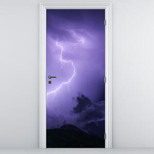 Fototapeta na drzwi - Fioletowe niebo i błyskawica (95x205cm)