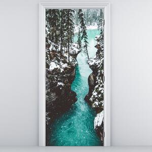 Fototapeta na drzwi - Górska rzeka zimą (95x205cm)