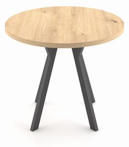 ST54M 102x102-200cm stół okrągły rozkładany dąb artisan nogi metalowe czarne