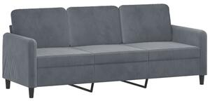 Sofa 3-osobowa, ciemnoszara, 180 cm, obita aksamitem