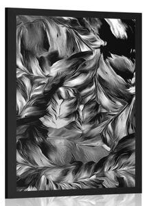 Plakat retro pociągnięcia kwiatów w czarno-białym wzornictwie