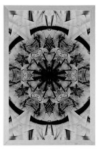 Plakat Abstrakcja mandali w czerni i bieli